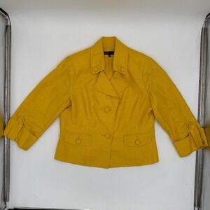AK Anne Klein Blazer Jacket Womens 16 Yellow Lined Single Breasted Notch Lapel